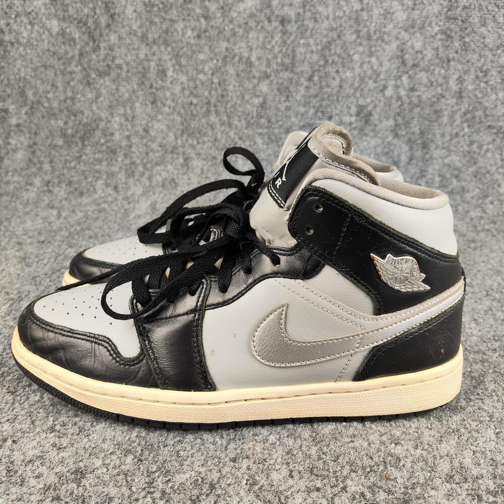 Jordan Air Jordan 1 Mid Shoes Womens Size 9 Gray Black Sneakers FB9892-002